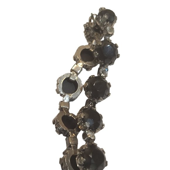Schiaparelli Black Rhinestone Bracelet with safety chain one missing stone - Picture 6 of 12